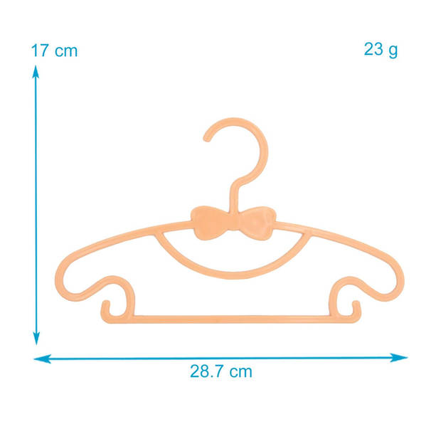 Intirilife 5x kinderkledinghangers van plastic in oranje - 28.7 x 17 x 0.3 cm - kledinghangers voor baby- en peuterkledi