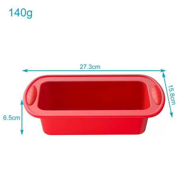 Intirilife bakvorm van silicone in rood - buiten 27.3 x 14.7 x 6.5 cm - binnen 22 x 9.7 x 6.3 cm - cakevorm