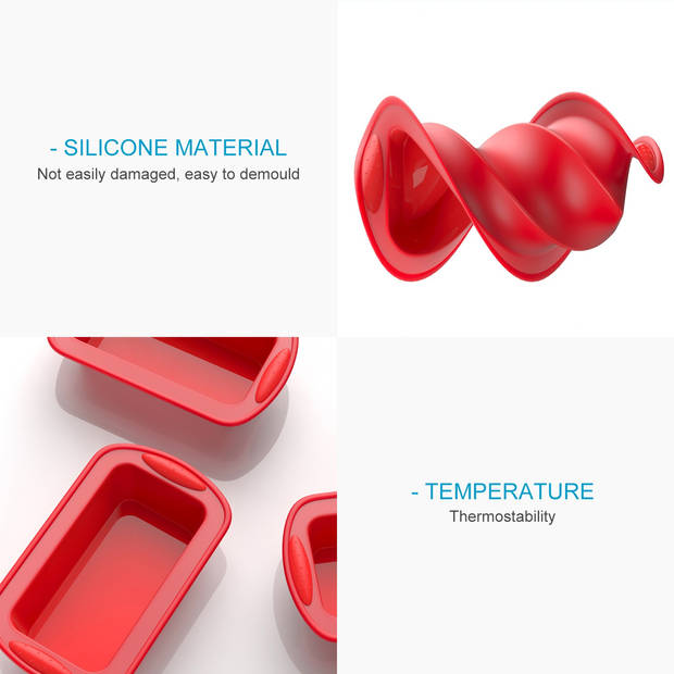 Intirilife bakvorm van silicone in rood - buiten 27.3 x 14.7 x 6.5 cm - binnen 22 x 9.7 x 6.3 cm - cakevorm