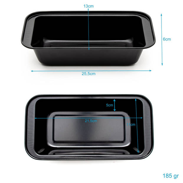 Intirilife broodvorm taartvorm van koolstofstaal in zwart - 750 gr brood - 25,5 x 13 x 6 cm