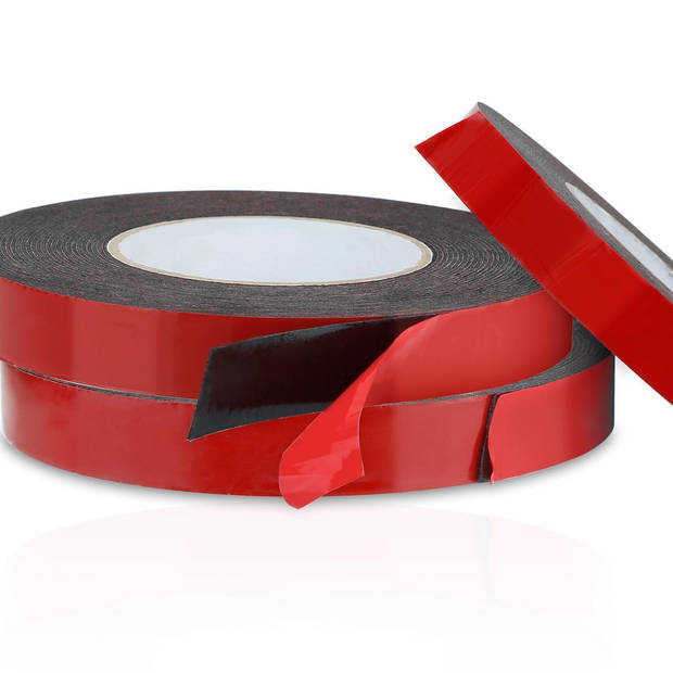 Intirilife dubbelzijdige foam tape zwart - afmeting: 20mmx30m - montagetape zwaar plakband zwaar plakband extra sterk