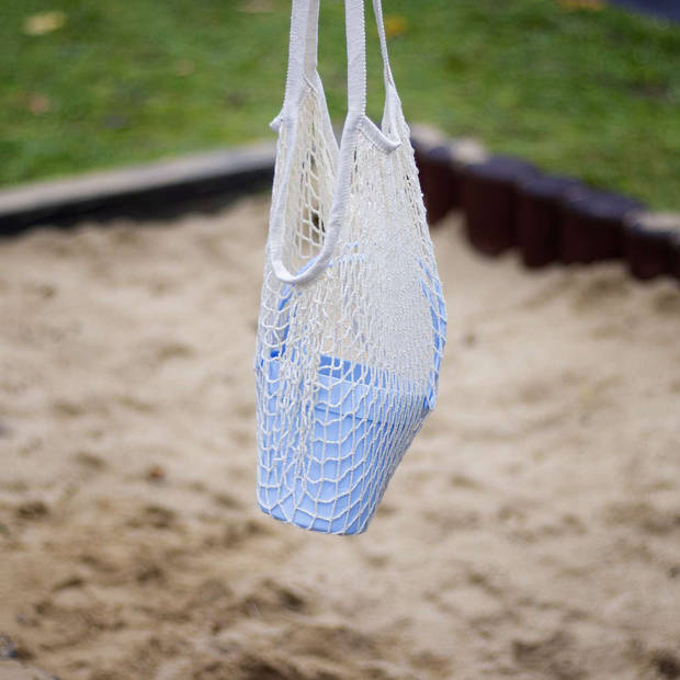 Intirilife 9-delig siliconen zandspeelgoed in blauw - 15,5 x 14 cm - strandspeelgoed voor zandbak met 6 vormen emmer