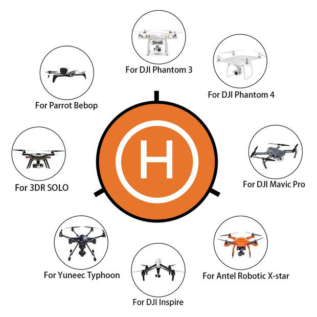 Intirilife 5-delige set met drone landingsplatform en accessoires helikopter landingsplatform gemaakt van nylon oranje