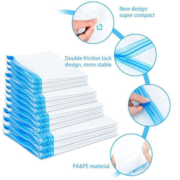 Intirilife 10x vacuümzakken in transparent 40 x 50 - vacuüm-opbergzakken kledingzakken om met de hand op te rollen