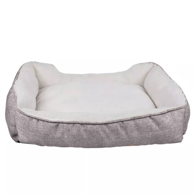 Intirilife fluffy pluche huisdierbed in grijs - 50 x 40 x 13 cm - zacht antislip hondenbed kattenbed