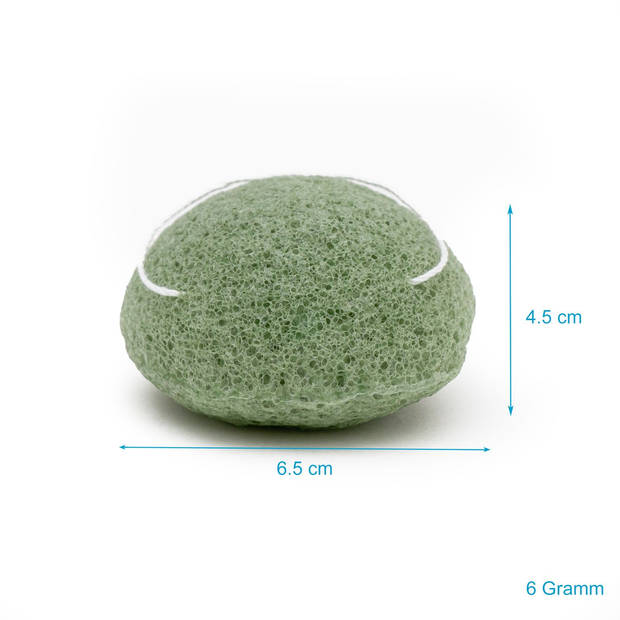 Intirilife konjac spons in groen - 6,5 cm diameter - 4,5 cm hoogte - gezichtsreiniging