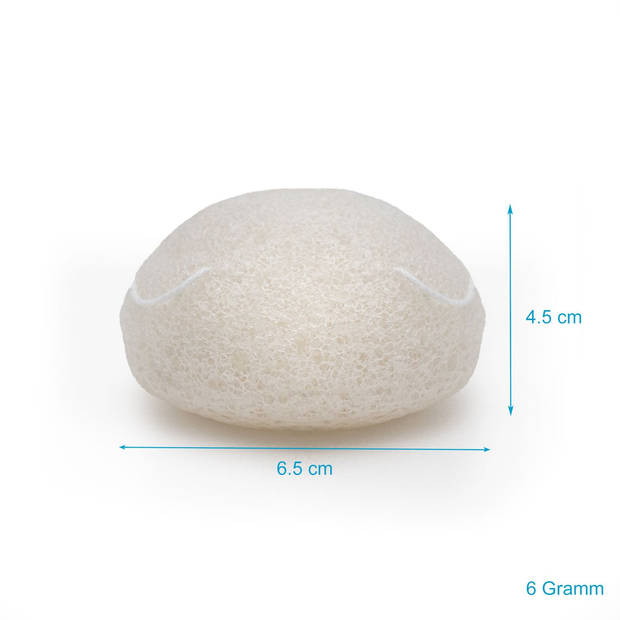 Intirilife konjac spons in wit - 6,5 cm diameter - 4,5 cm hoogte - gezichtsreiniging