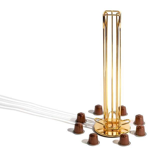 Intirilife koffiecapsulehouder compatibel met nespresso capsules (40 stuks) in goud-kleurig ijzer