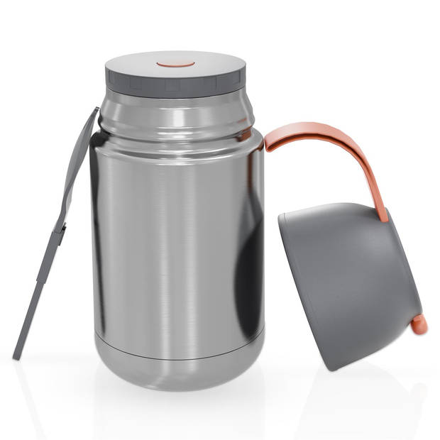 Intirilife thermocontainer met 650 ml inhoud - lekvrije bpa-vrije roestvrijstalen thermosfles