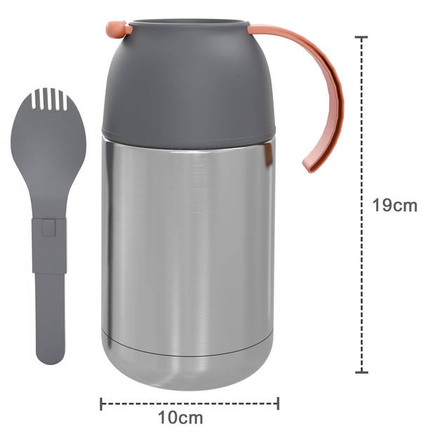 Intirilife thermocontainer met 650 ml inhoud - lekvrije bpa-vrije roestvrijstalen thermosfles