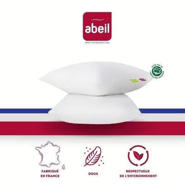 ABEIL Set van 2 organische comfortkussens - 60 x 60 cm - wit