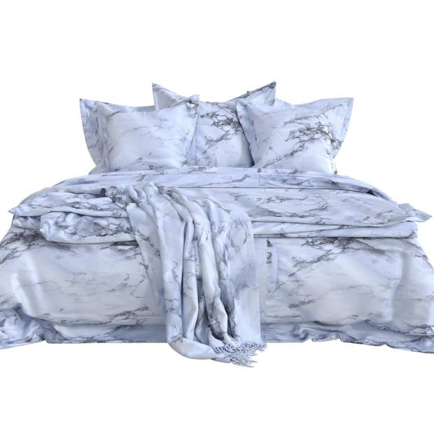 Intirilife dekbedovertrek kussensloop - marmor - beddengoed voor slaapkamer en kinderkamer jeugdkamer