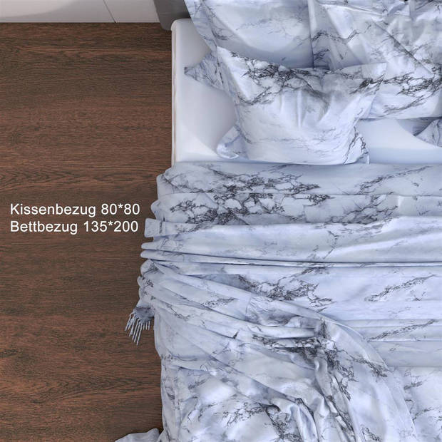 Intirilife dekbedovertrek kussensloop - marmor - beddengoed voor slaapkamer en kinderkamer jeugdkamer