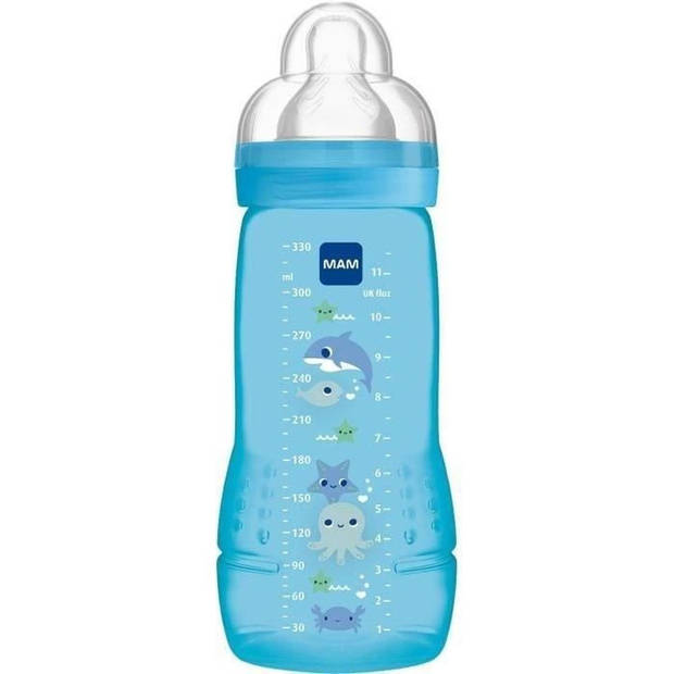 MAM Fles Easy Active 2nd Age Gekleurde 330 ml Boy Speen Flow X