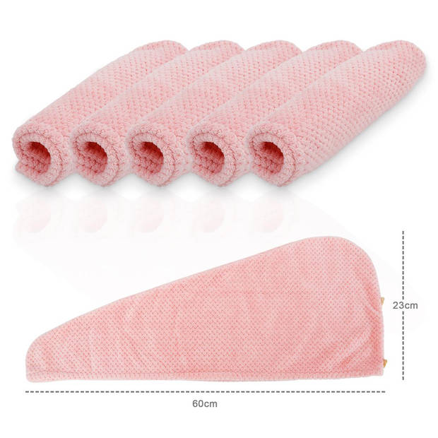 Intirilife handdoek voor alle haartypes in roze - comfortabele en zachte haartulband voor praktische