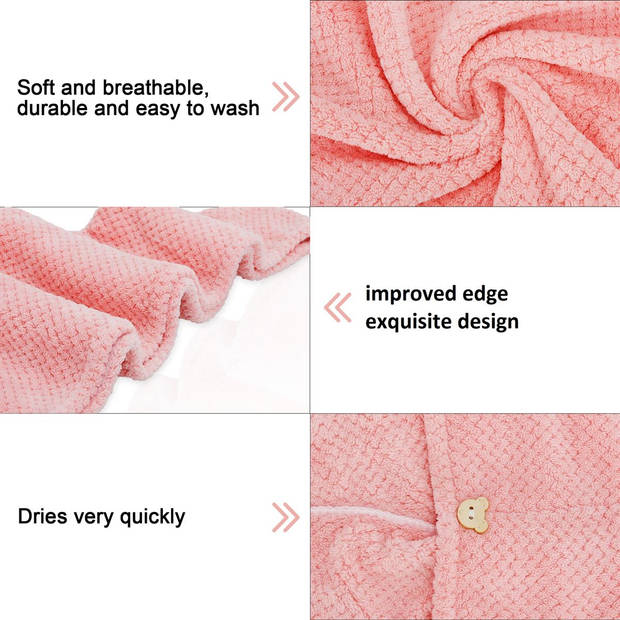 Intirilife handdoek voor alle haartypes in roze - comfortabele en zachte haartulband voor praktische