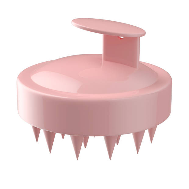 Intirilife siliconen hoofdhuidmassageborstel voor nat en droog haar in het roze - hoofdmassage