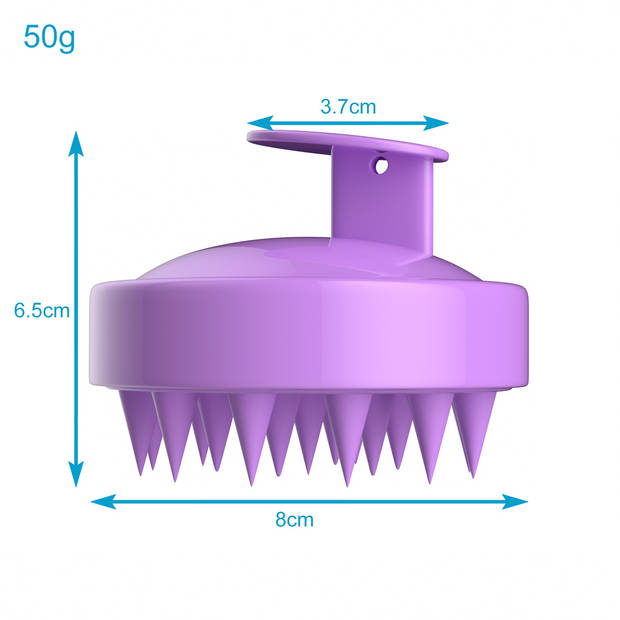 Intirilife siliconen hoofdhuidmassageborstel voor nat en droog haar in het paars - hoofdmassage