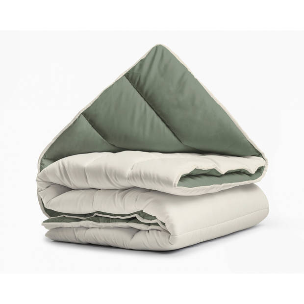 Sleeptime All-in one Omkeerbare Dekbed - Dekbed zonder Overtrek - 200x200 - Creme/Groen