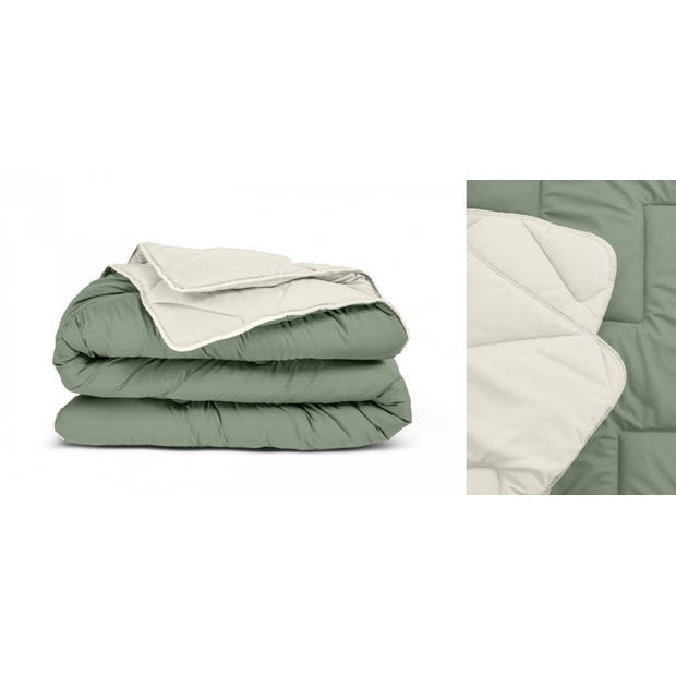 Sleeptime All-in one Omkeerbare Dekbed - Dekbed zonder Overtrek - 200x200 - Creme/Groen