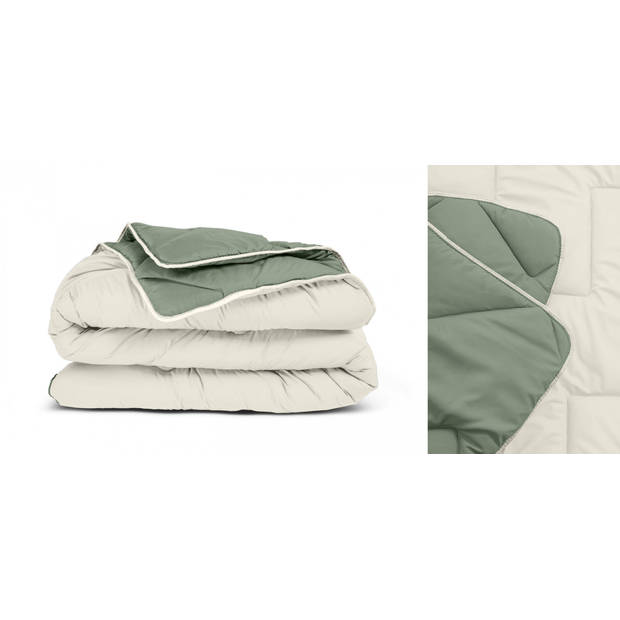 Sleeptime All-in one Omkeerbare Dekbed - Dekbed zonder Overtrek - 240x200 - Creme/Groen