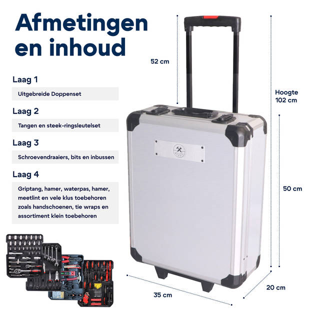 4toolz® Gereedschapskoffer 1020 delig met Gereedschap XXL