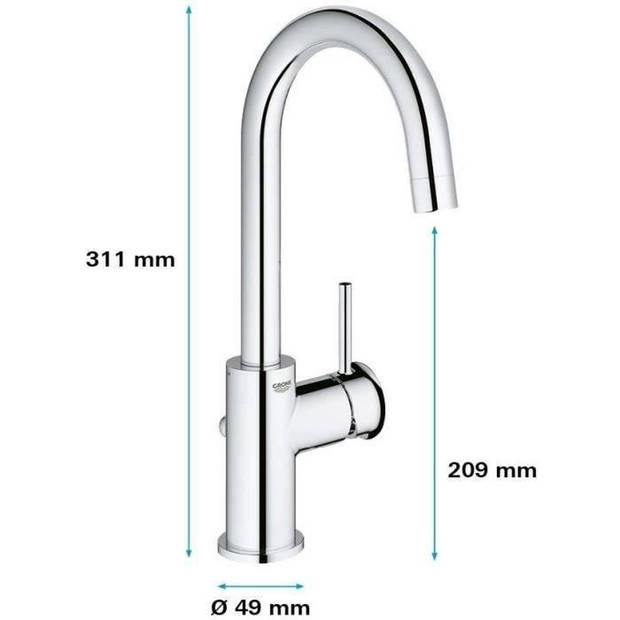 GROHE - Eengreeps wastafelmengkraan - Maat L