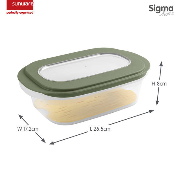 Sigma home kaasdoos met tray groen - Set van 2