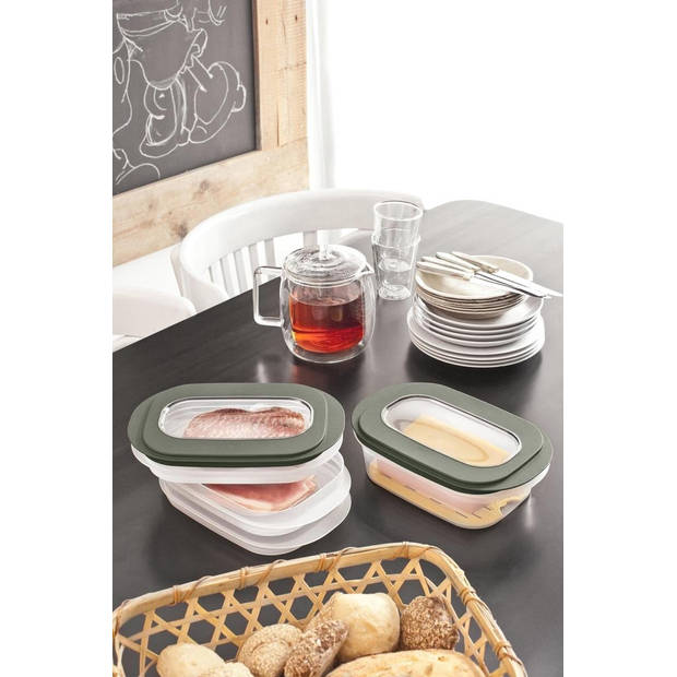 Sigma home kaasdoos met tray groen - Set van 2