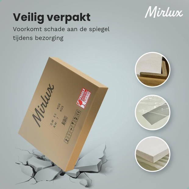 Mirlux Badkamerspiegel met LED Verlichting & Verwarming – Ovaal – Anti Condens- 90x60CM