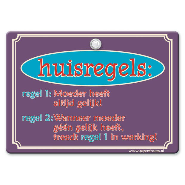 Metal Slogan - Spreukenbord - Tekst Bord - In deze keuken is keuze uit de volgende menu's: