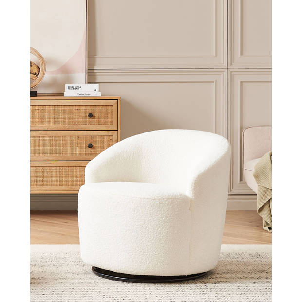 Beliani DAVIK - Fauteuil-Wit-Bouclé