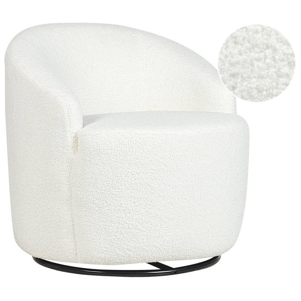 Beliani DAVIK - Fauteuil-Wit-Bouclé