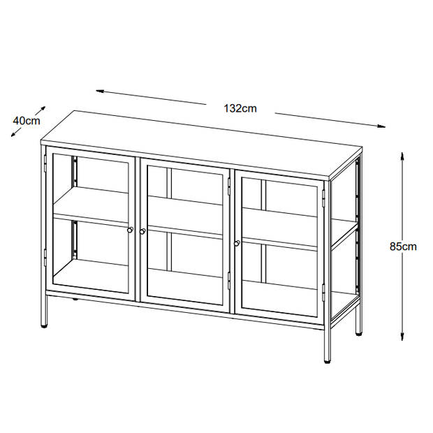 Ragnar dressoir - 130 cm - zwart