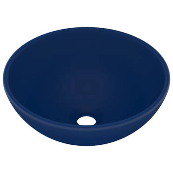 vidaXL Wastafel rond 32,5x14 cm keramiek mat donkerblauw