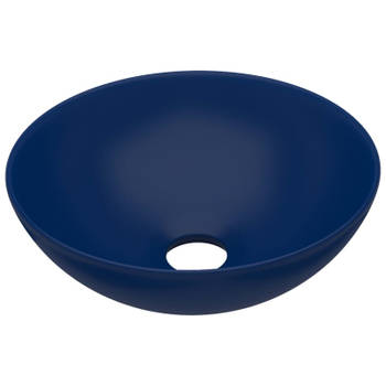 vidaXL Wastafel rond keramiek donkerblauw