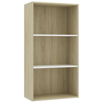 vidaXL Boekenkast 3 schappen 60x30x114 cm hout wit sonoma eikenkleur