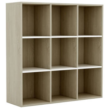 vidaXL Boekenkast 98x29x97,5cm bewerkt hout wit en sonoma eikenkleurig