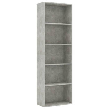 vidaXL Boekenkast met 5 schappen 60x30x189 cm bewerkt hout betongrijs