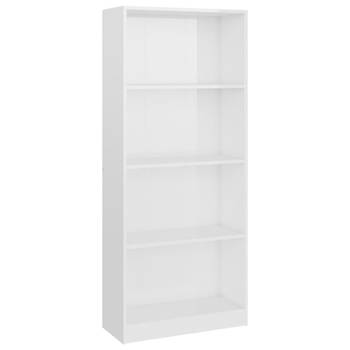 vidaXL Boekenkast 4 schappen 60x24x142 cm bewerkt hout hoogglans wit