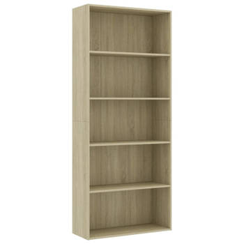 vidaXL Boekenkast 5 schappen 80x30x189 cm bewerkt hout sonoma eiken