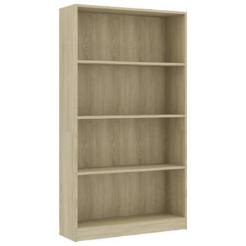 vidaXL Boekenkast met 4 schappen 80x24x142 cm bewerkt hout sonoma eik