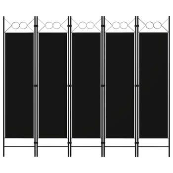 vidaXL Kamerscherm met 5 panelen 200x180 cm zwart