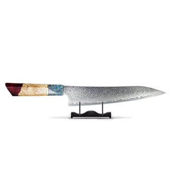 Shinrai Japan - Ruby Epoxy Jewels Damascus Koksmes 23 cm - Special Edition