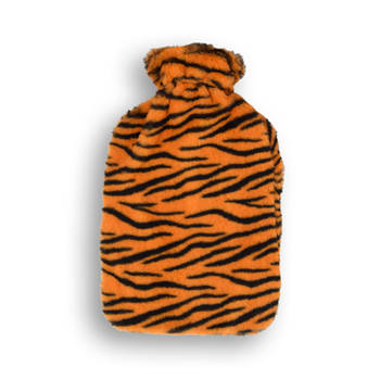 Oranje & Zwart Kinderkruik met Cheetah Print Hoes - 0.85L - Polyester en Natuurrubber - 29cm x 2cm x 29cm