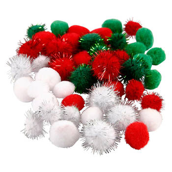 Creativ Company Pompoms Kerst, 48st.