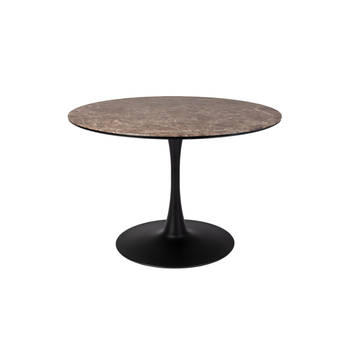 Housecraft Maru Eettafel Marmerlook Rond 110 cm Bruin