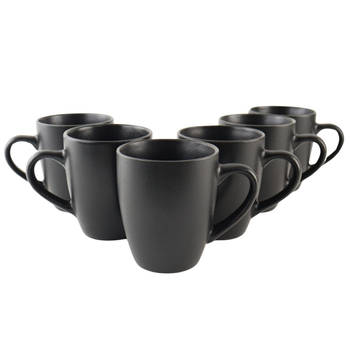 OTIX Koffiekopjes - set van 6 - met Oor - Koffietassen - Zwart - 350ml - Keramiek