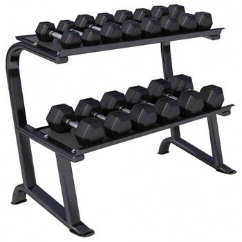 Gorilla Sports Dumbell rek met 237 kg Hexagon Halters - Opslag rack met Gewichten - 14 dumbells