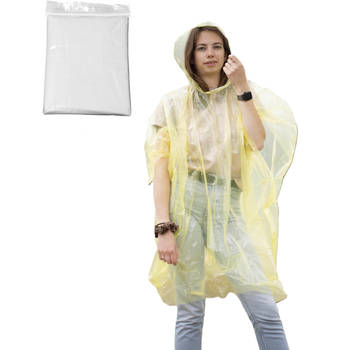 Regenponcho - transparant - wegwerp - voor volwassenen - one size fitts all - capuchon - Regenponcho's